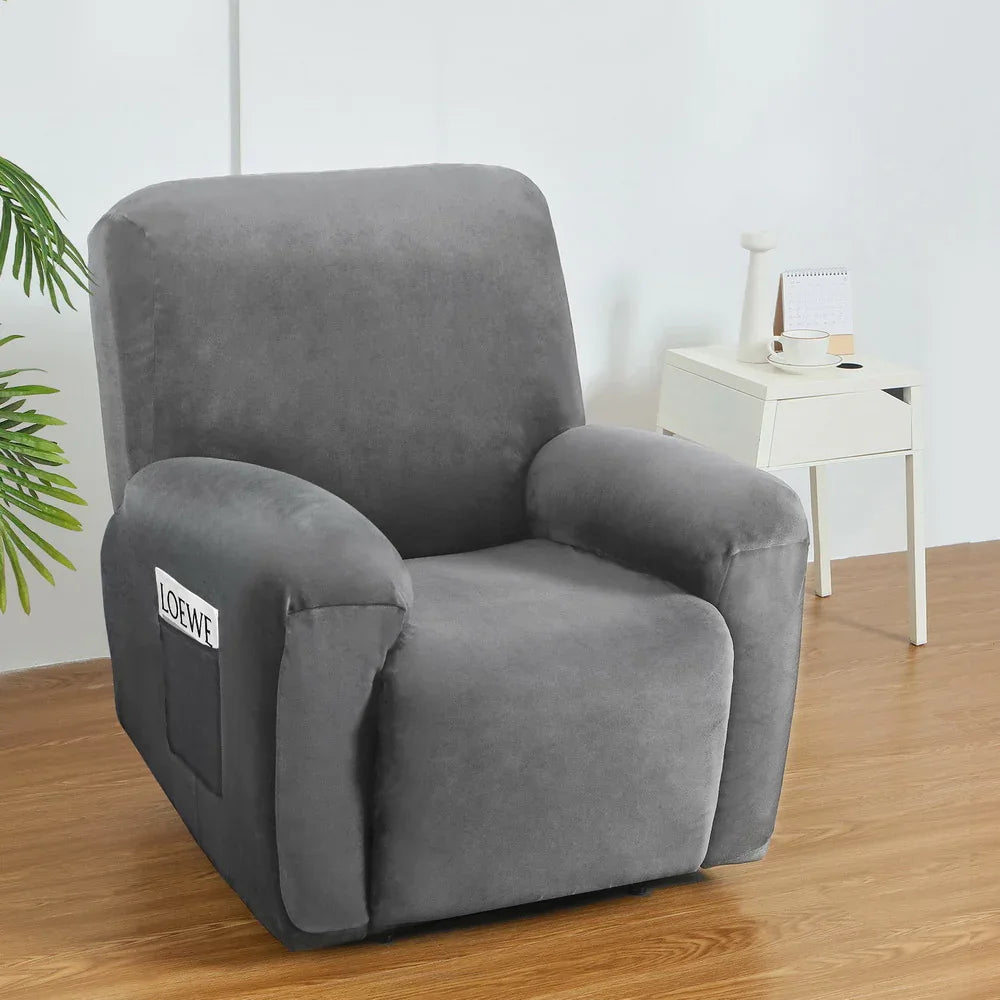 Artiss Recliner Chair Covers 1 Seater Velvet Grey - Mekamart Australia