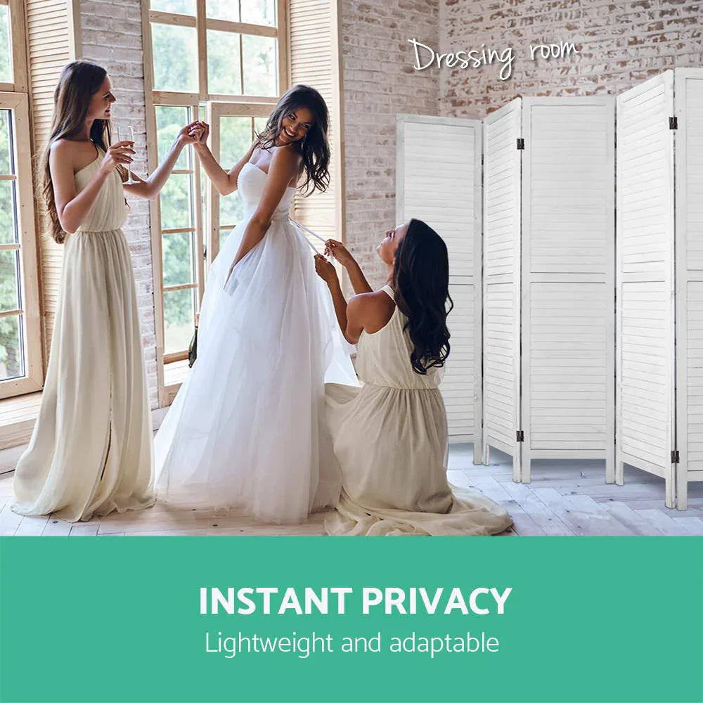 Artiss 6 Panel Room Divider Screen 245x170cm Louver White