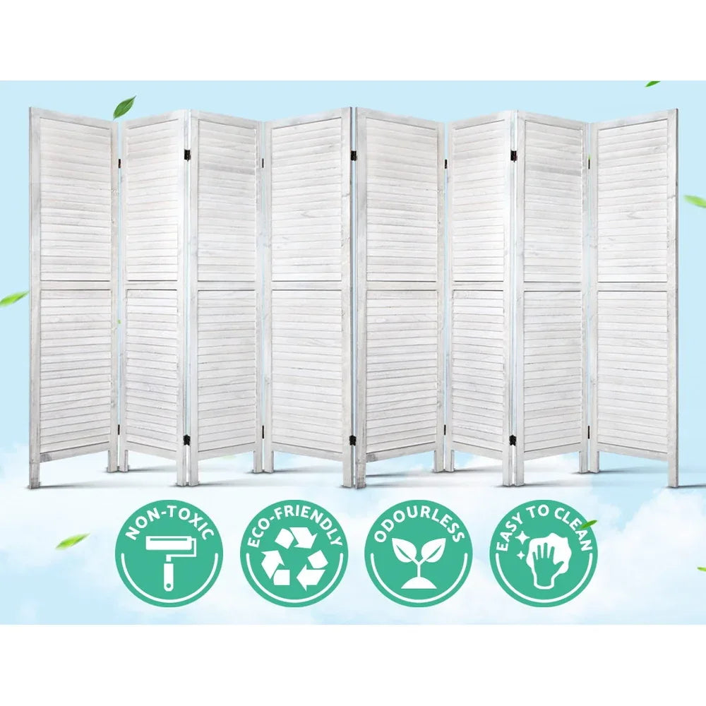 Artiss 8 Panel Room Divider Screen 326x170cm Louver White