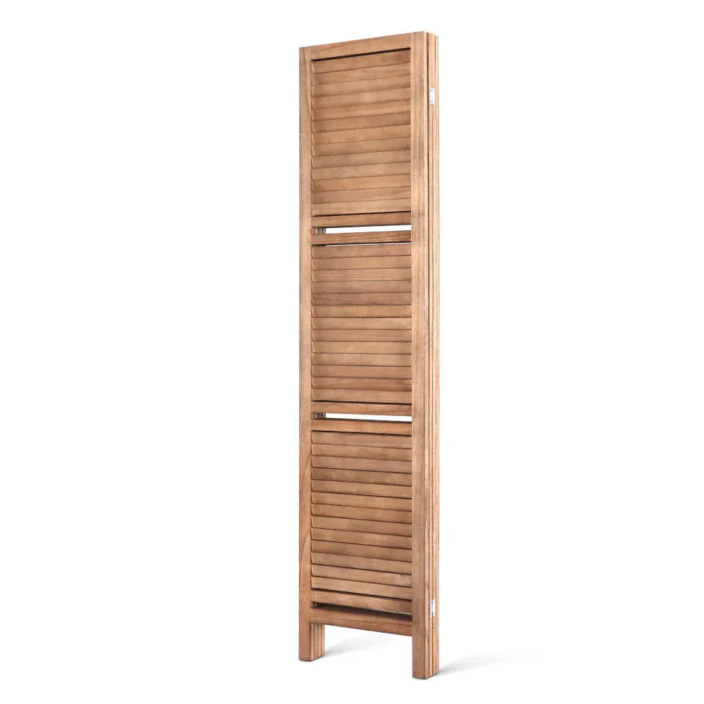 Artiss 4 Panel Room Divider Screen 163x170cm Shelf Oak - Mekamart Australia