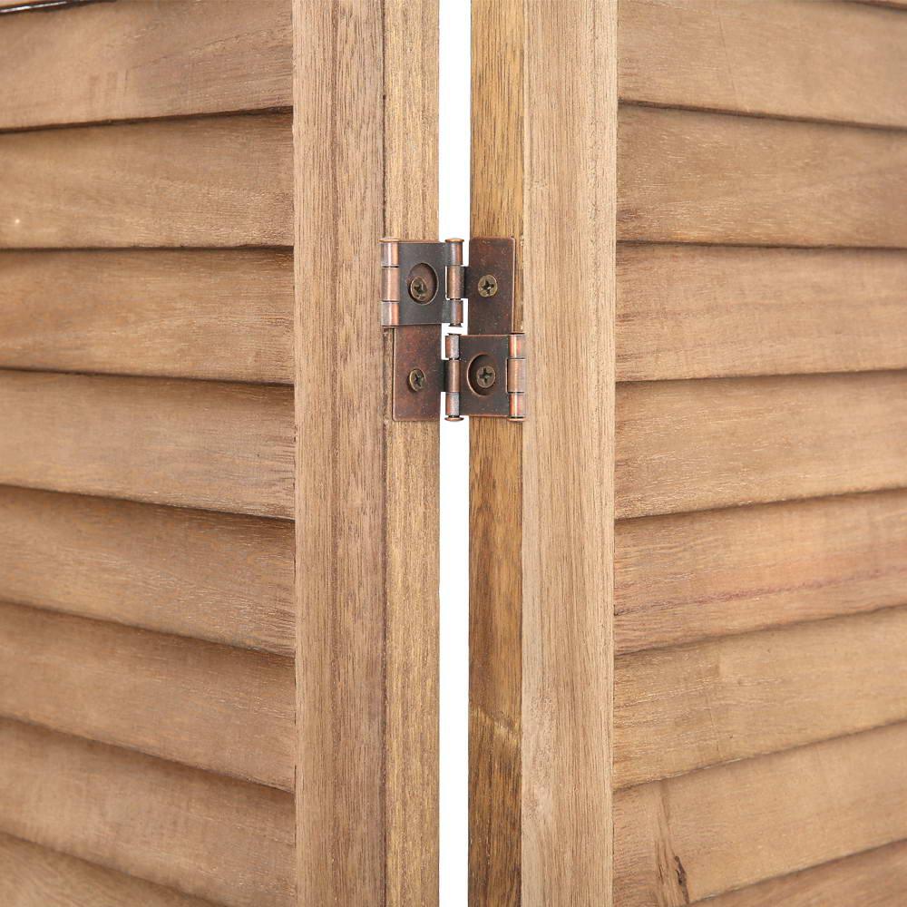 Artiss 4 Panel Room Divider Screen 163x170cm Shelf Oak - Mekamart Australia