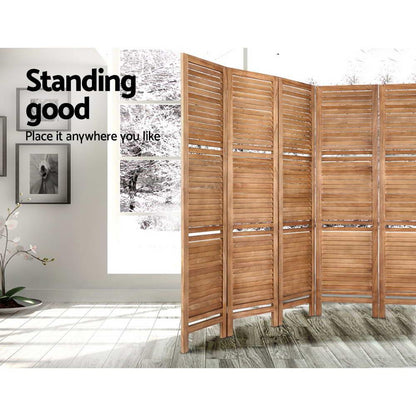 Artiss 8 Panel Room Divider Screen 326x170cm Shelf Oak - Mekamart Australia
