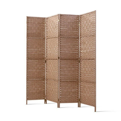 Artiss 4 Panel Room Divider Screen 163x170cm Woven Natural - Mekamart Australia