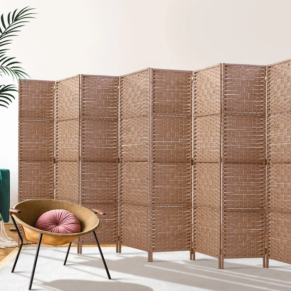 Artiss 8 Panel Room Divider Screen 326x170cm Woven Natural - Mekamart Australia