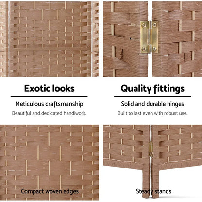 Artiss 8 Panel Room Divider Screen 326x170cm Woven Natural - Mekamart Australia