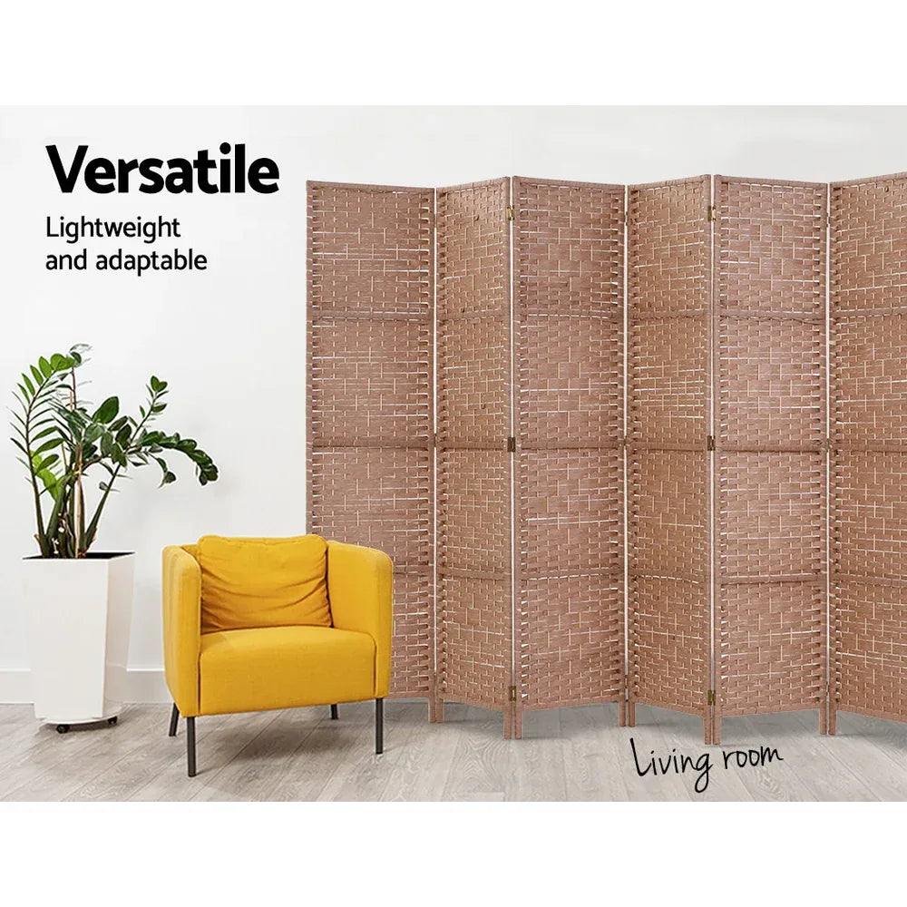 Artiss 8 Panel Room Divider Screen 326x170cm Woven Natural - Mekamart Australia