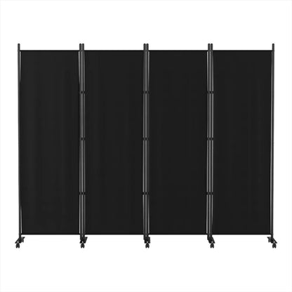 Artiss 4 Panel Room Divider Screen 217cm Wheel Fabric Black - Mekamart Australia
