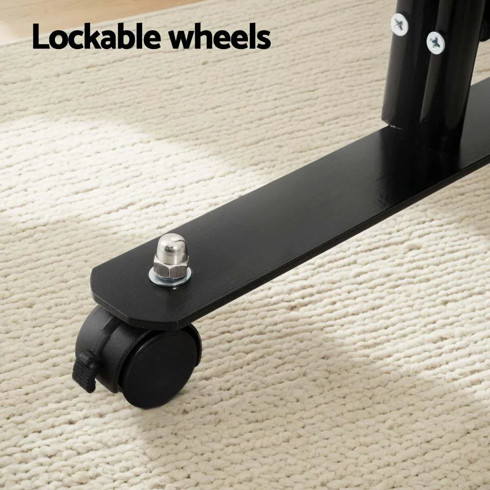 Artiss 4 Panel Room Divider Screen 217cm Wheel Fabric Black - Mekamart Australia