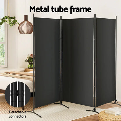 Artiss 3 Panel Room Divider Screen 260x180cm Fabric Black