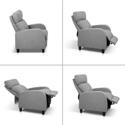 Artiss Fabric Reclining Armchair - Grey - Mekamart Australia