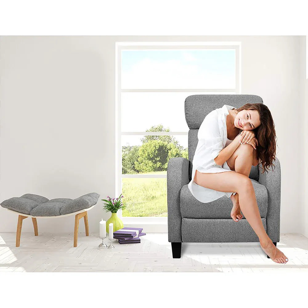 Artiss Fabric Reclining Armchair - Grey - Mekamart Australia