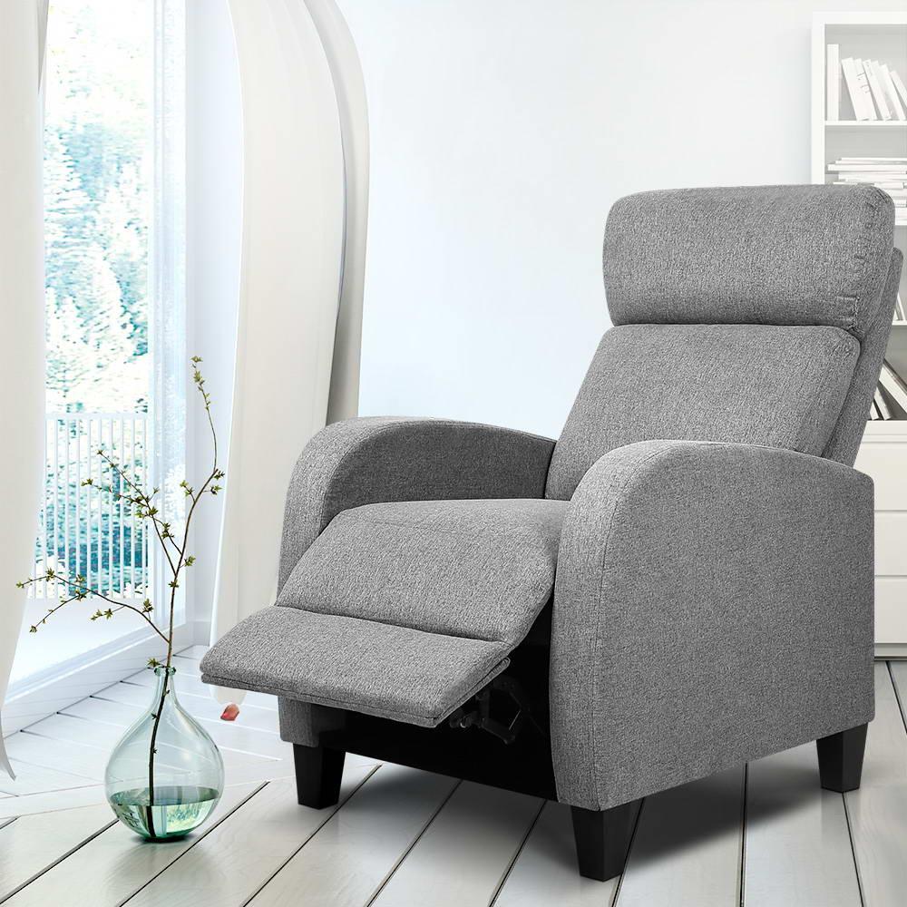 Artiss Fabric Reclining Armchair - Grey - Mekamart Australia