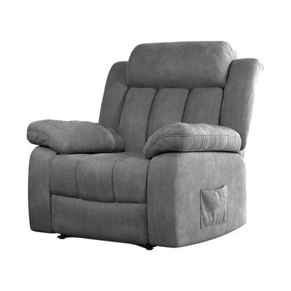 Artiss Recliner Chair Electric Massage Chair Velvet Lounge Sofa Heated Grey - Mekamart Australia
