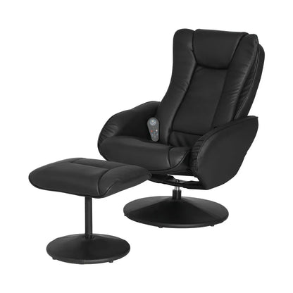 Artiss Recliner Chair Ottoman Heated Massage Black - Mekamart Australia