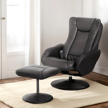 Artiss Recliner Chair Ottoman Heated Massage Black - Mekamart Australia