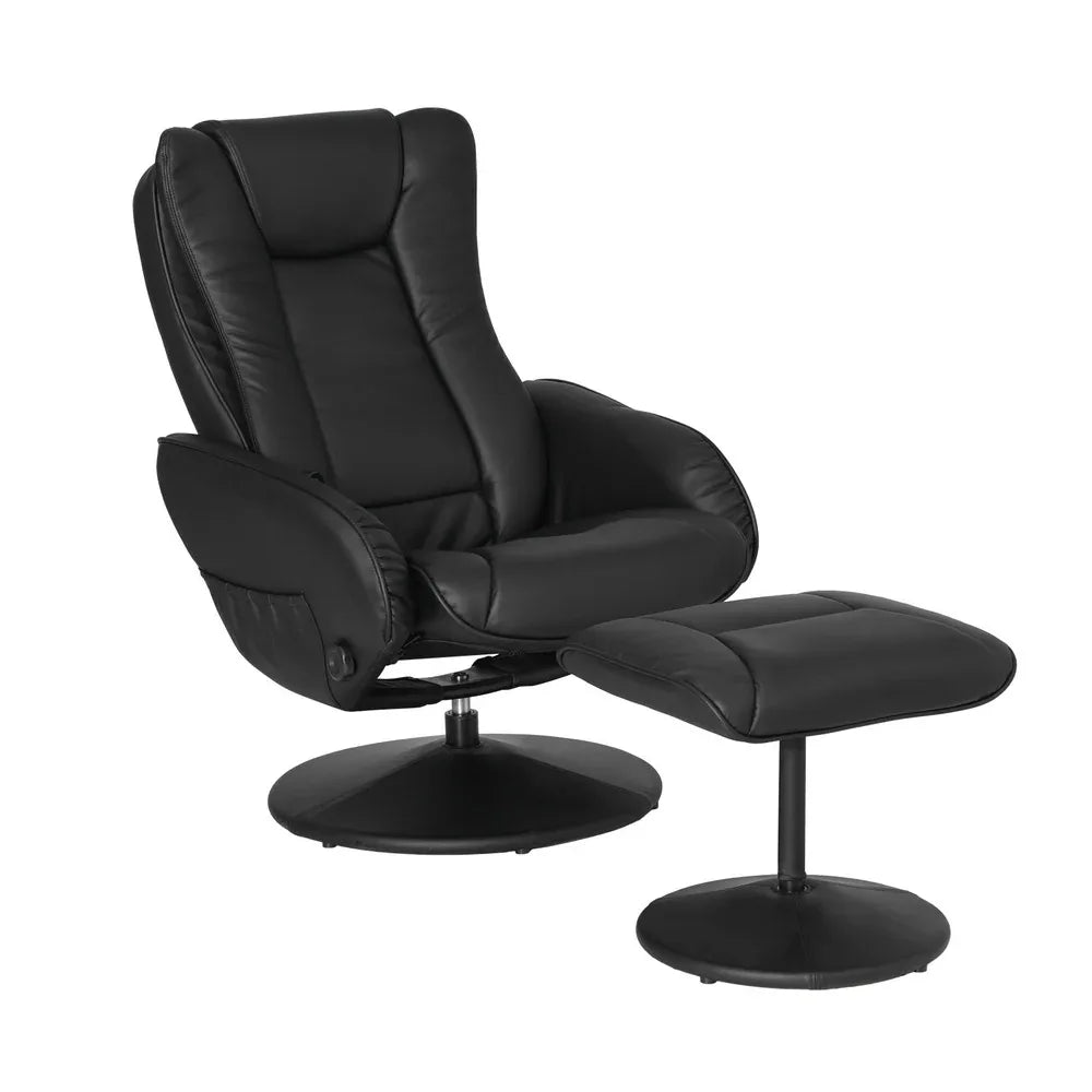 Artiss 2X Recliner Chair Ottoman Heated Massage Black - Mekamart Australia
