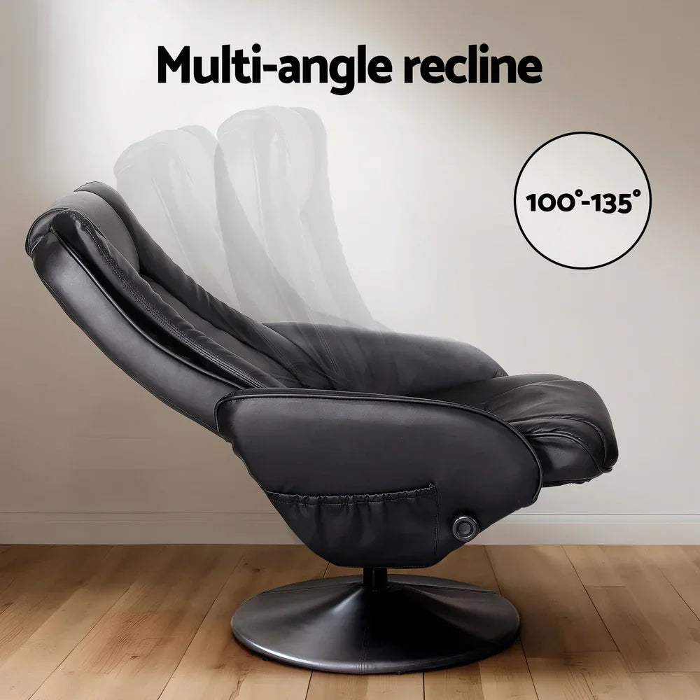 Artiss 2X Recliner Chair Ottoman Heated Massage Black - Mekamart Australia