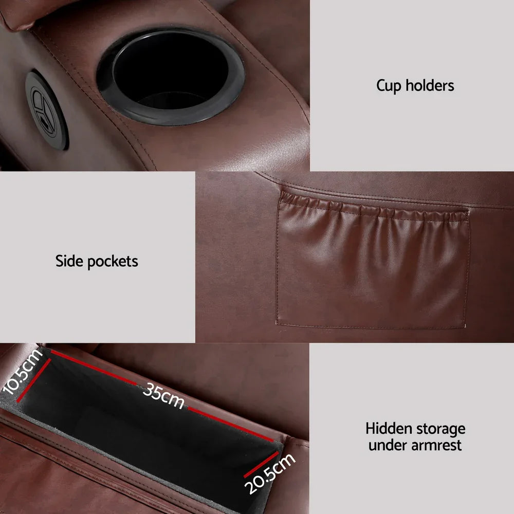 Artiss Recliner Chair Lift Assist Heated Massage Chair Leather Claude - Mekamart Australia