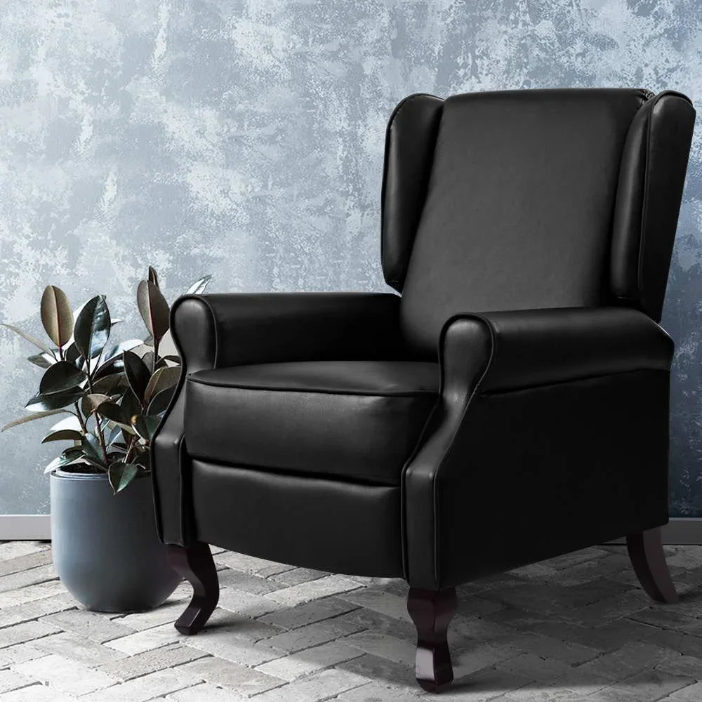 Artiss Recliner Armchair Black Faux Leather Domini - Mekamart Australia