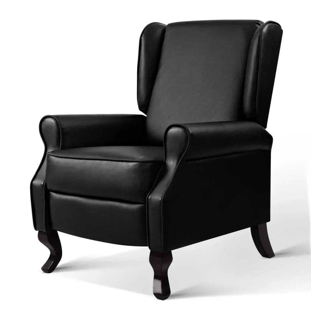 Artiss Recliner Armchair Black Faux Leather Domini - Mekamart Australia