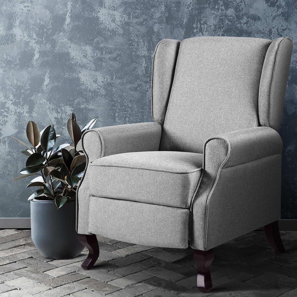 Artiss Recliner Armchair Grey Fabric Domini - Mekamart Australia