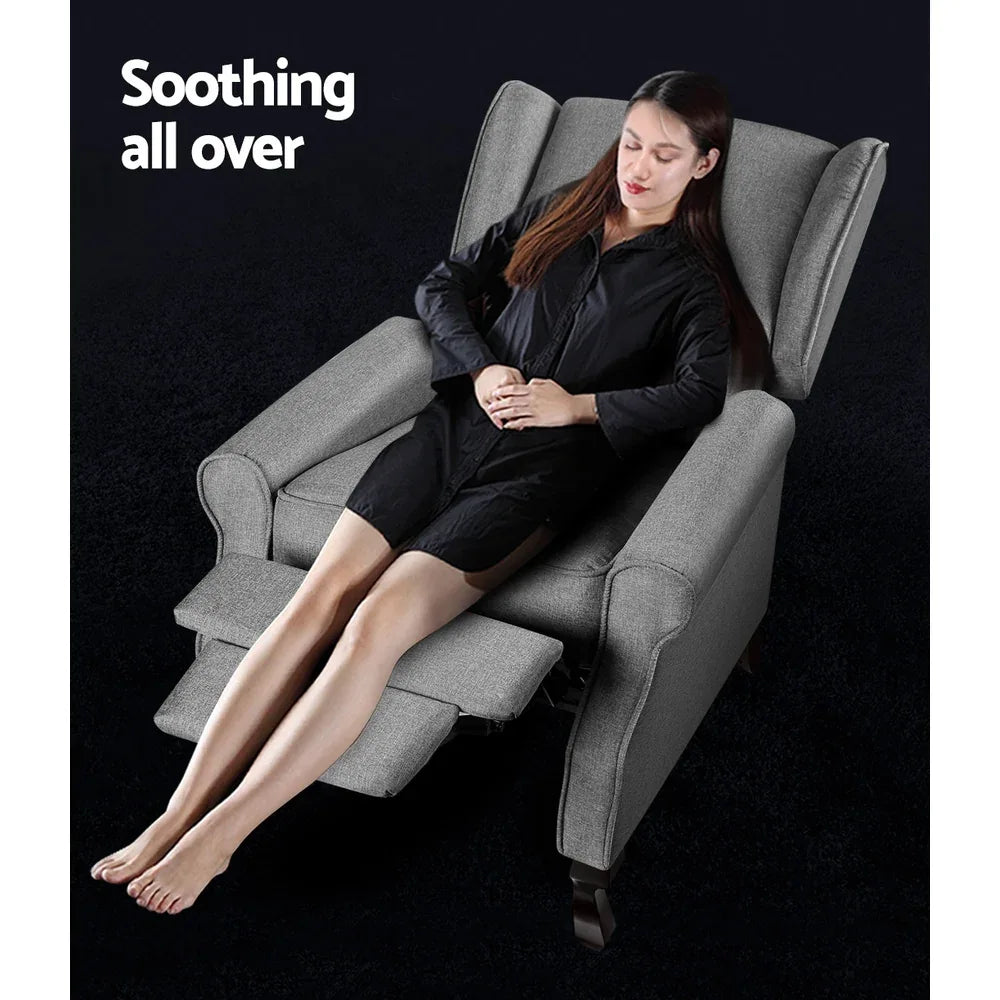 Artiss Recliner Armchair Grey Fabric Domini - Mekamart Australia