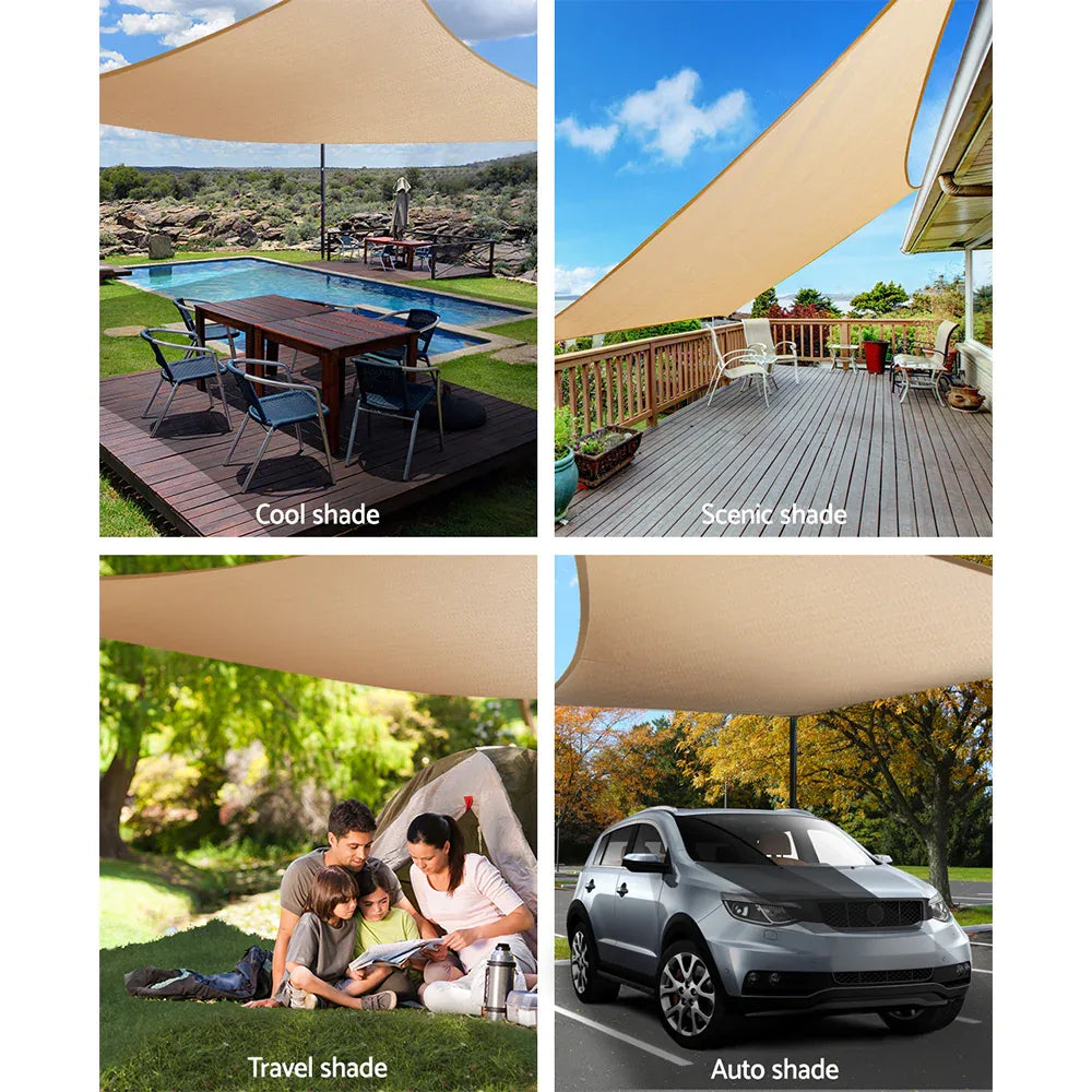 Instahut Waterproof Shade Sail 3x5m Rectangle Sand 95% Shade Cloth - Mekamart Australia