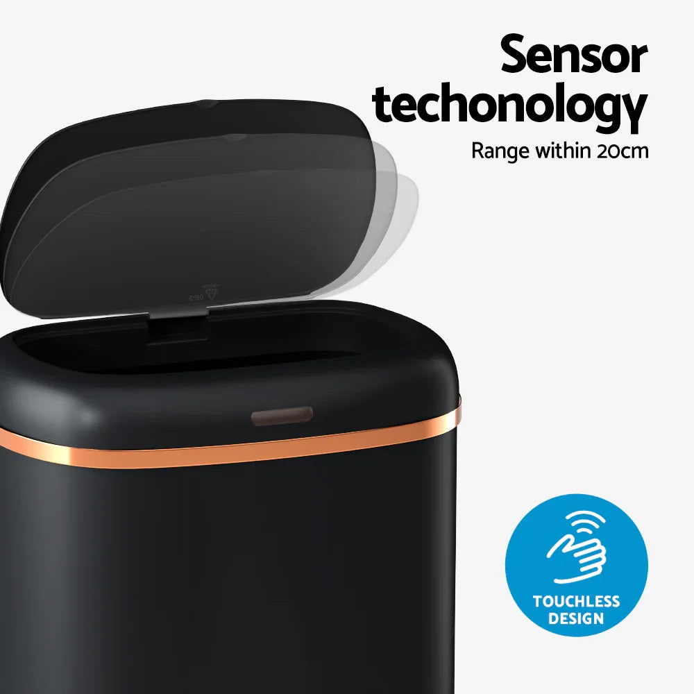Devanti 38L Motion Sensor Bin Rubbish Automatic Black - Mekamart Australia