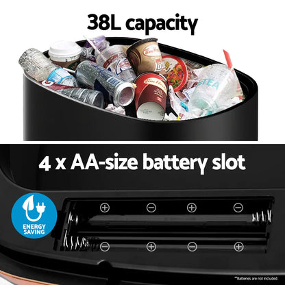 Devanti 38L Motion Sensor Bin Rubbish Automatic Black - Mekamart Australia