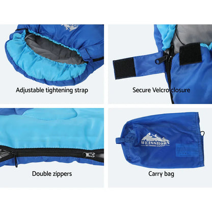 Weisshorn Sleeping Bag Kids Single 172cm Thermal Camping Hiking Blue - Mekamart Australia