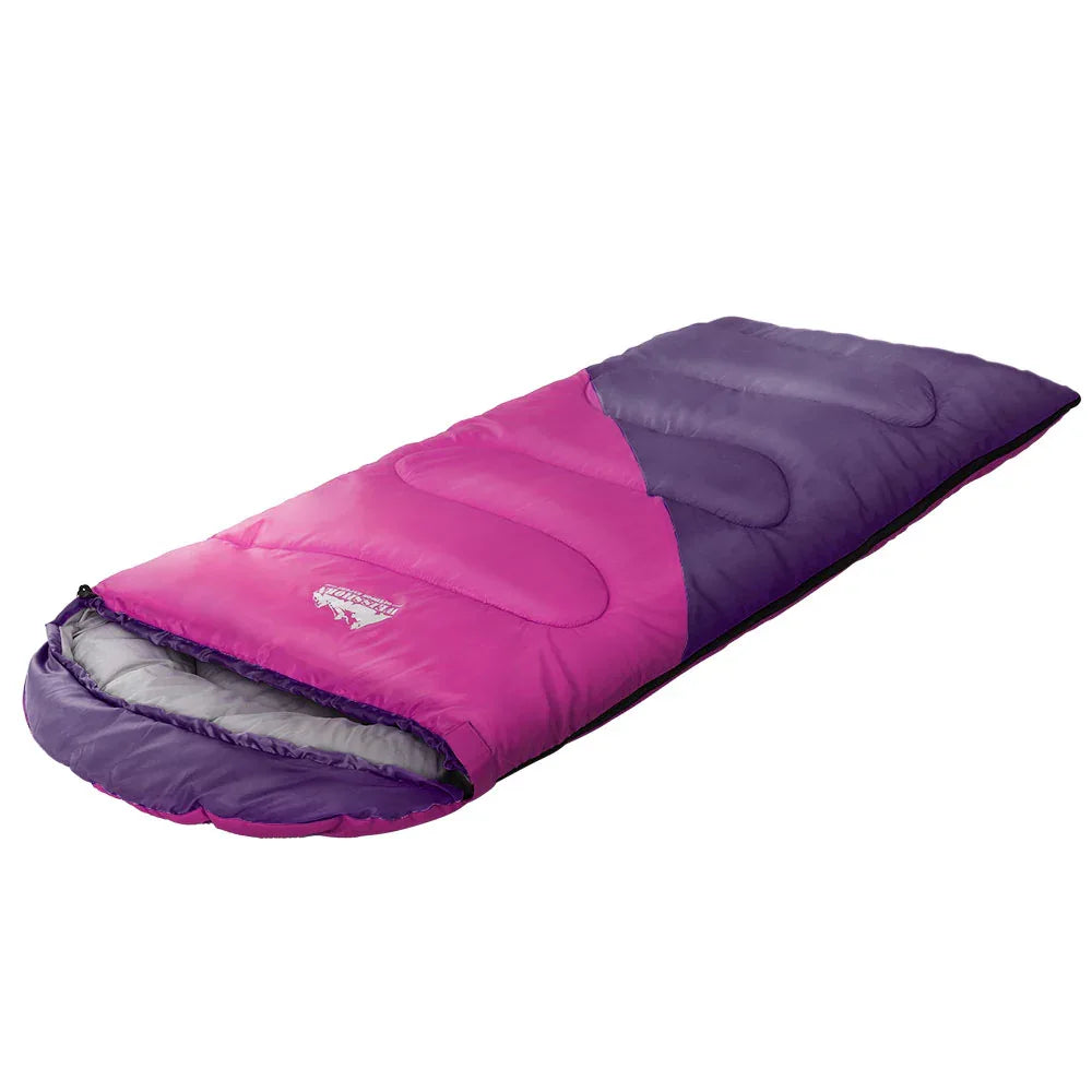 Weisshorn Sleeping Bag Kids Single 172cm Thermal Camping Hiking Pink - Mekamart Australia