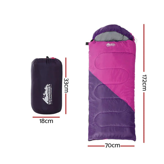 Weisshorn Sleeping Bag Kids Single 172cm Thermal Camping Hiking Pink - Mekamart Australia