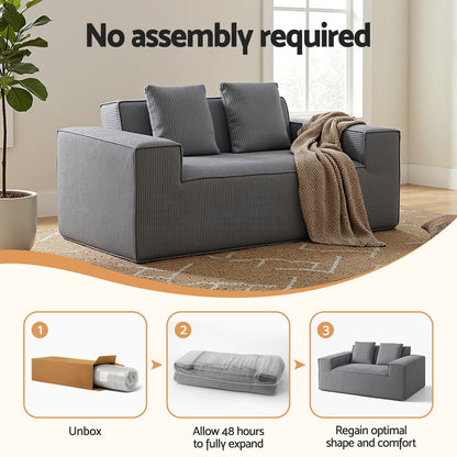 Artiss 2 Seater Sofa Loveseat Sofas Bed Couch No Assembly Corduroy Small Couches Apartement