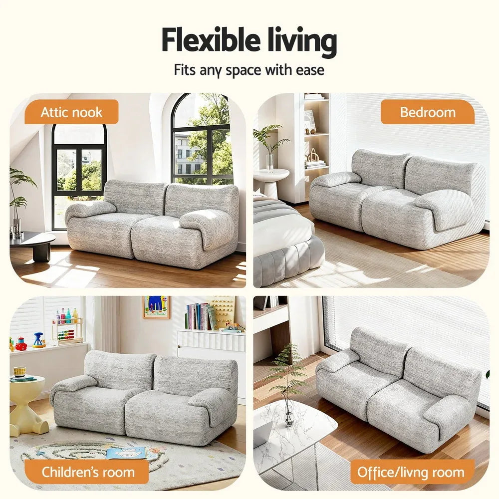 Artiss 2 Seater Sofa Modular Sectional Sofas Couch Bed No Assembly Living Room Grey - Mekamart Australia