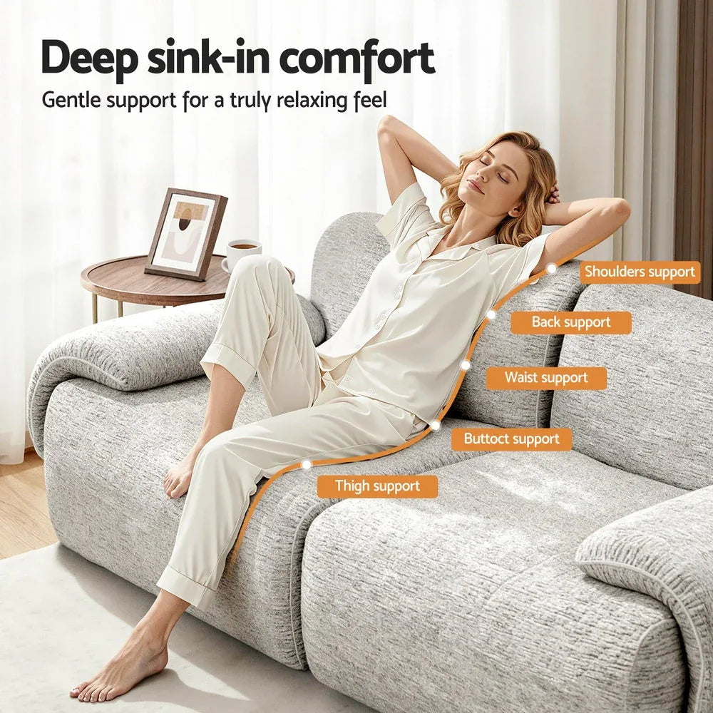 Artiss 2 Seater Sofa Modular Sectional Sofas Couch Bed No Assembly Living Room Grey - Mekamart Australia