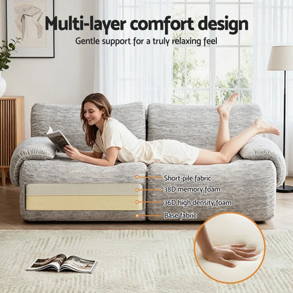 Artiss 2 Seater Sofa Modular Sectional Sofas Couch Bed No Assembly Living Room Grey - Mekamart Australia