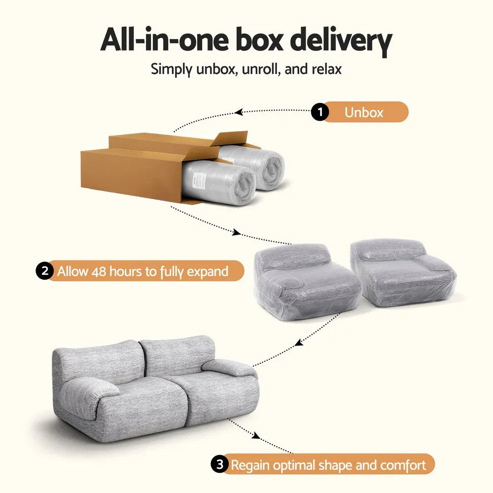Artiss 2 Seater Sofa Modular Sectional Sofas Couch Bed No Assembly Living Room Grey - Mekamart Australia
