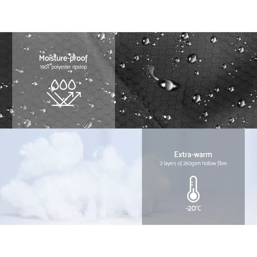 Weisshorn Sleeping Bag Single Thermal Camping Hiking Tent Black  -20°C - Mekamart Australia