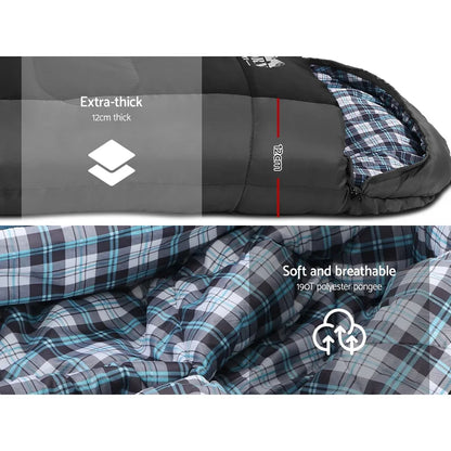 Weisshorn Sleeping Bag Single Thermal Camping Hiking Tent Black  -20°C - Mekamart Australia