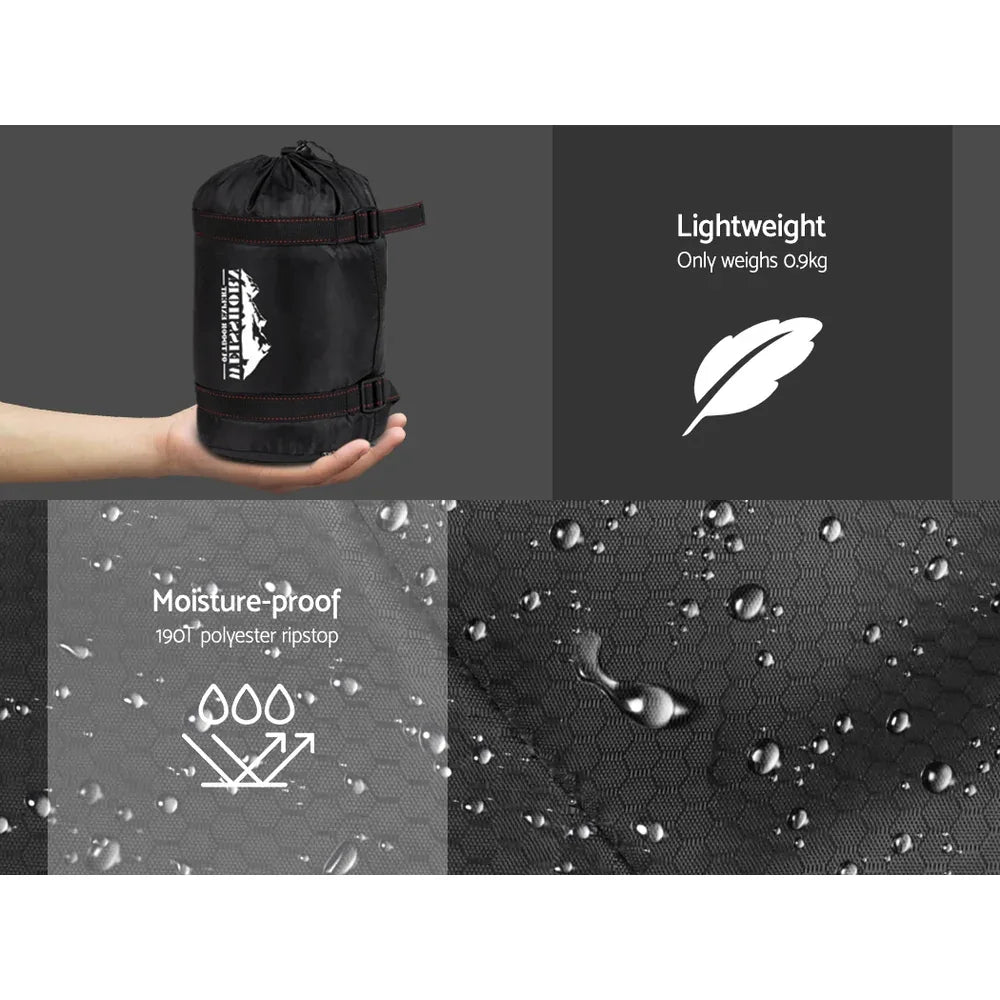 Weisshorn Sleeping Bag Single Thermal Camping Hiking Tent Grey 0&deg;C - Mekamart Australia