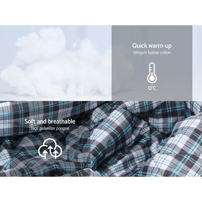 Weisshorn Sleeping Bag Single Thermal Camping Hiking Tent Grey 0&deg;C - Mekamart Australia