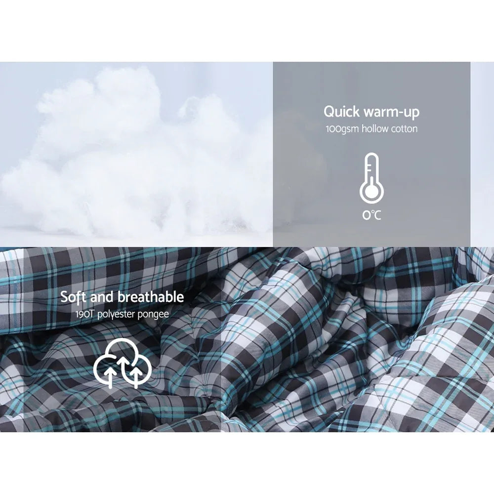 Weisshorn Sleeping Bag Single Thermal Camping Hiking Tent Blue 0&deg;C - Mekamart Australia