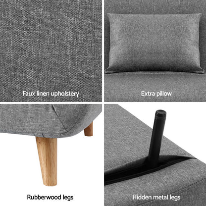 Artiss Sofa Bed 2 Seater Convertible Couch Recliner Lounge Chair Linen