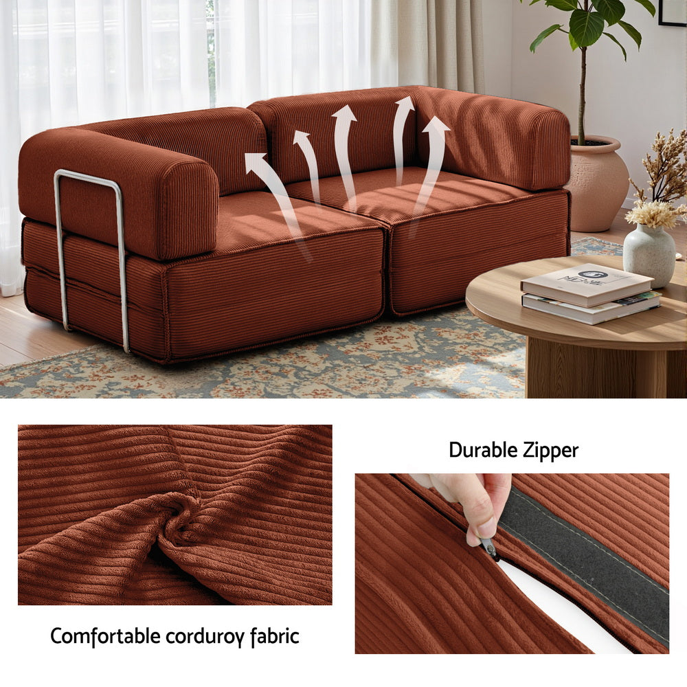 Artiss Convertible Folding Sofa Bed Orange