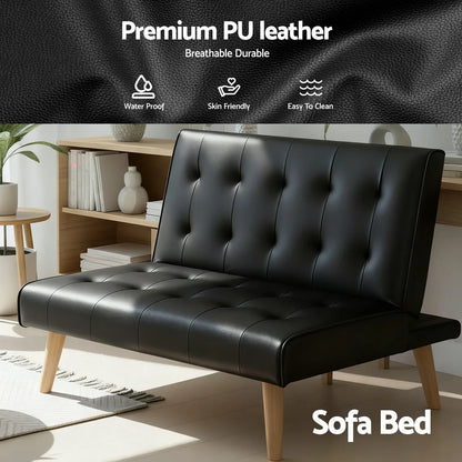 Artiss Sofa Bed Couch 1 Seater Lounge Fabric Black - Mekamart Australia