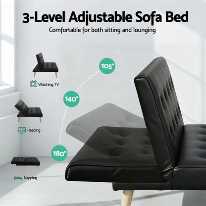 Artiss Sofa Bed Couch 1 Seater Lounge Fabric Black - Mekamart Australia