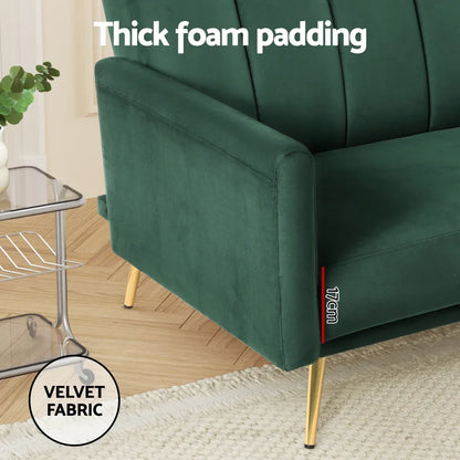 Artiss Sofa Bed 3 Seater Couch Convertible Lounge Adjustable Arm Recliner Velvet - Mekamart Australia