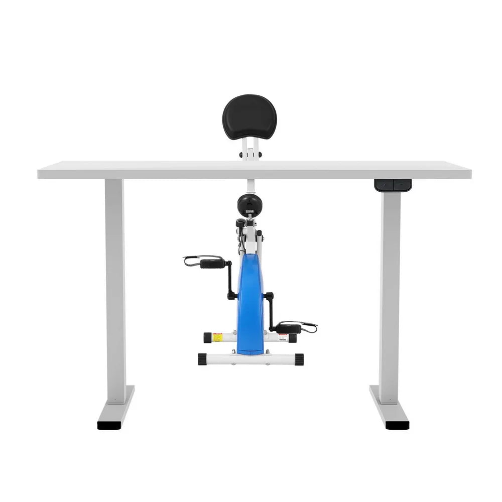 Artiss Under Desk Folding X-Bike with 140cm Automatic Standing Desk Magnetic Resistance White - Mekamart Australia