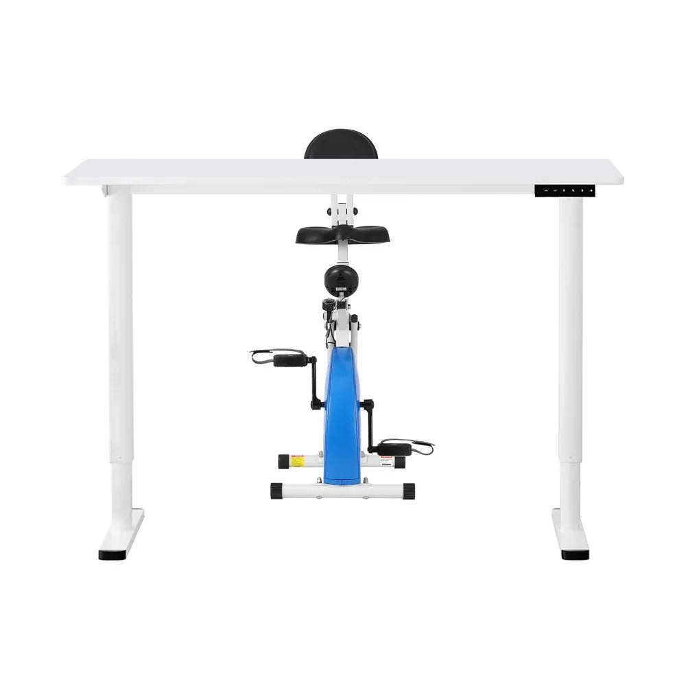 Artiss Under Desk Folding X-Bike with 120cm Automatic Standing Desk Magnetic Resistance White - Mekamart Australia