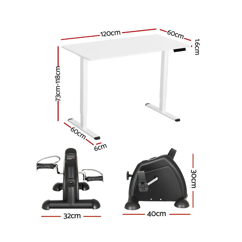Artiss 120cm Electric Standing Desk with Mini Peal Exercise Bike Home Office